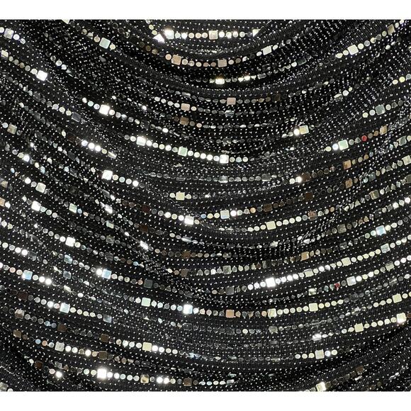 R&M Richards Black Floor Length Metallic Sparkle Mother of the Bride Dress Sz 8 - Picture 3 of 6